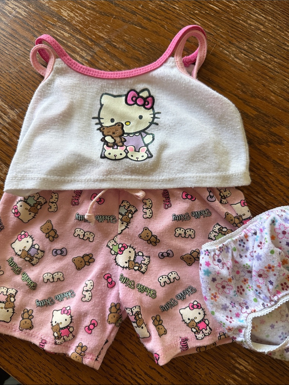 Build a Bear Lot Hello Kitty Pink/White Tank Top, underwear and shorts